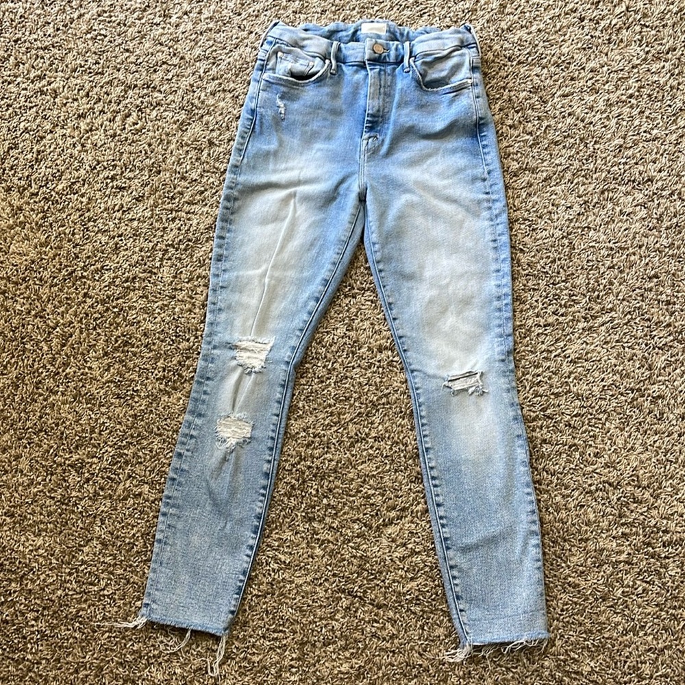 Mother denim high waisted looker ankle fray “love in a boat” size 29